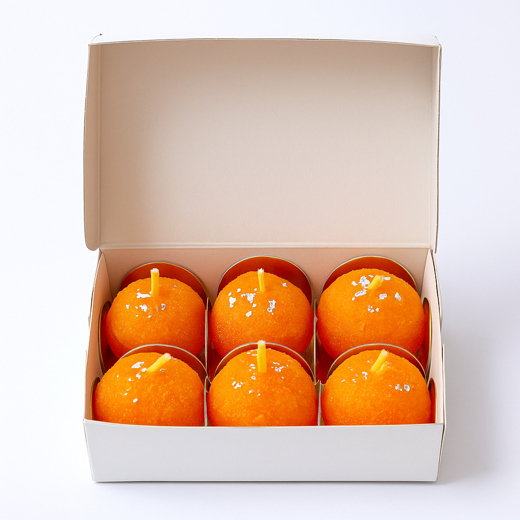 Festive Laddu-Shaped Scented Candles – Pack of 6